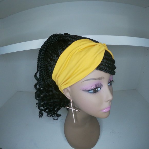 Headband Wig Goddess Box Braid Curly End Ponytail Wigs Updo Wigs for Black Women - Picture 5 of 8